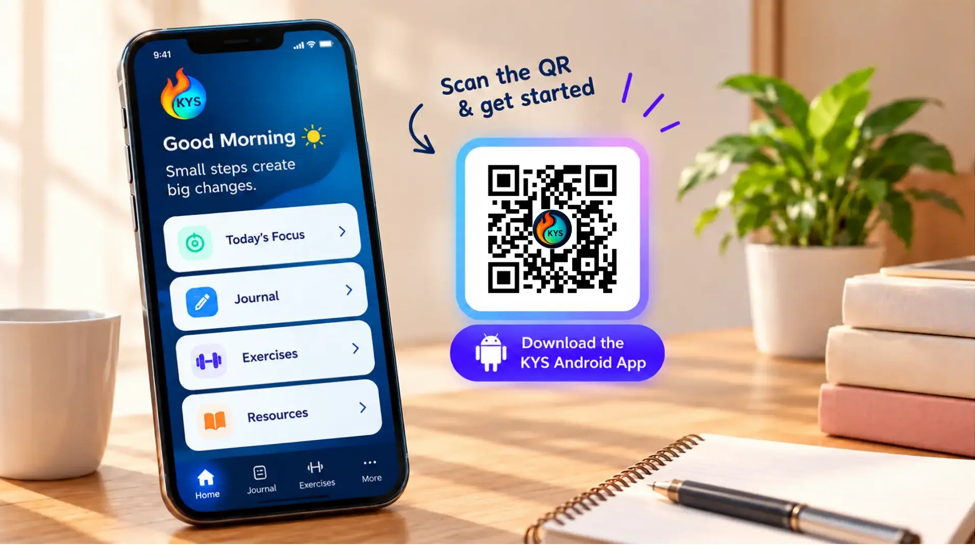 KYS mobile application and personal growth workspace